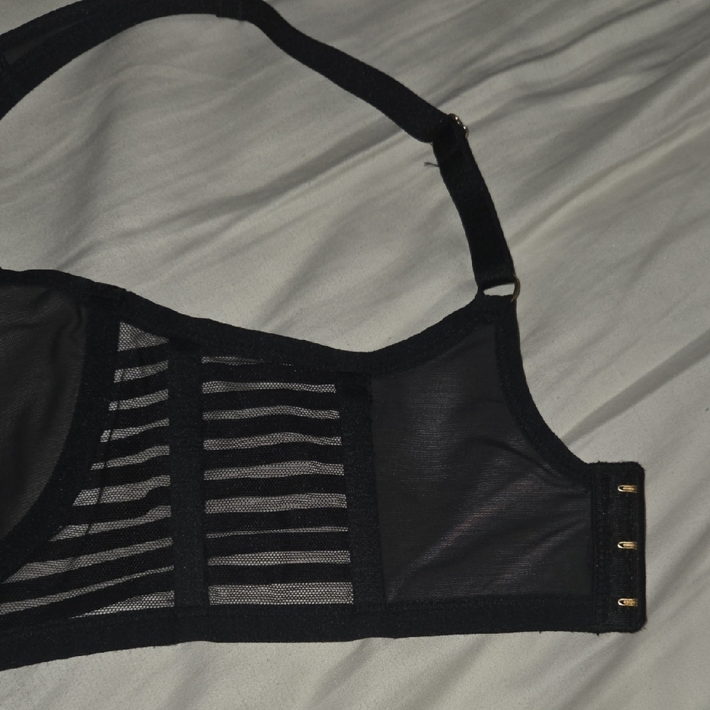 Victoria's Secret Luxe Lingerie Unlined Mesh Full Coverage Plunge Bra Corset - Picture 7 of 8